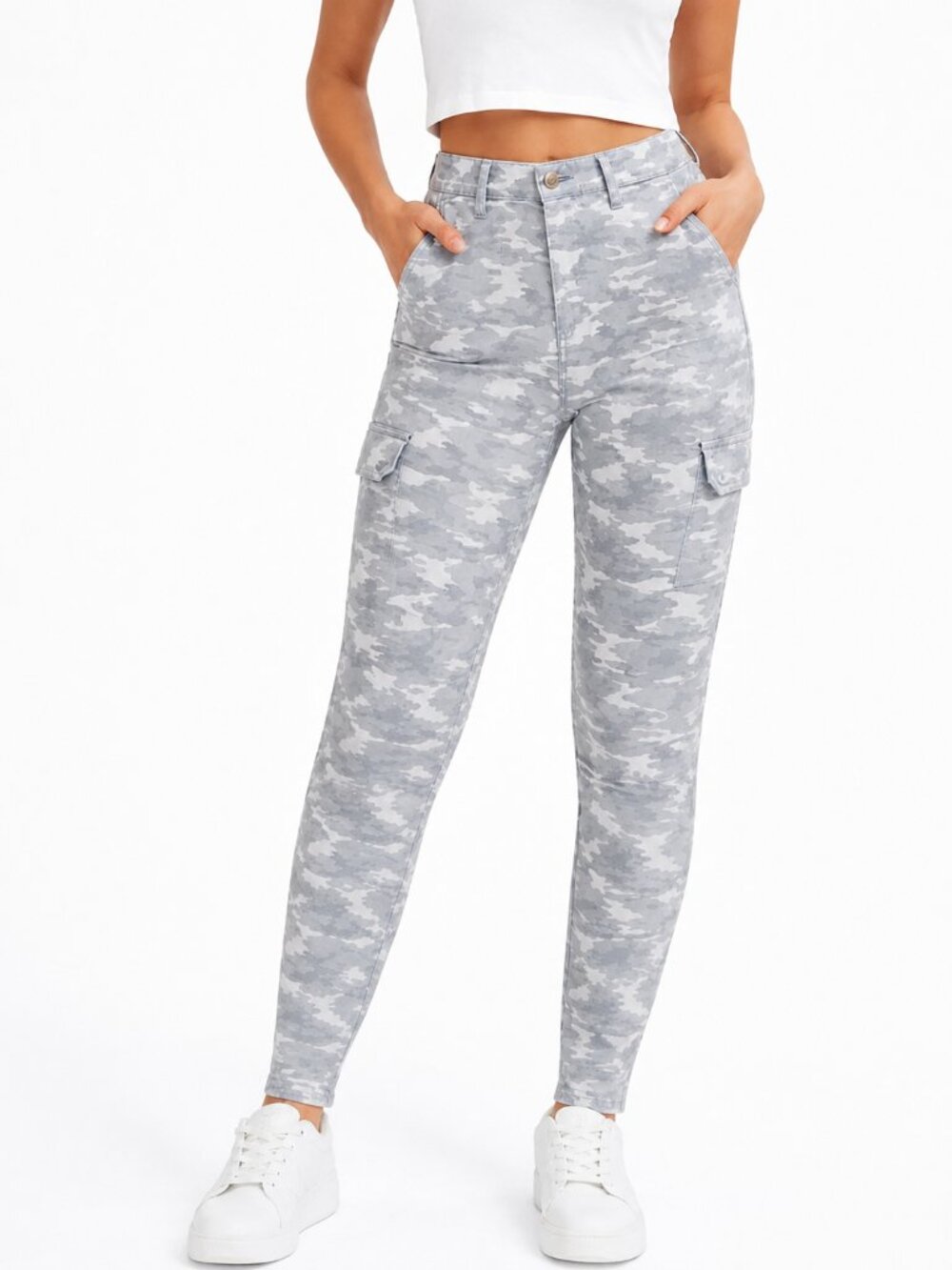 NWOT Banana Republic Sloan Camo Cargo Chino Stretch Gray Midrise Pants 2 Long